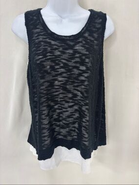 Kensie Black Layered Open-Knit Tank